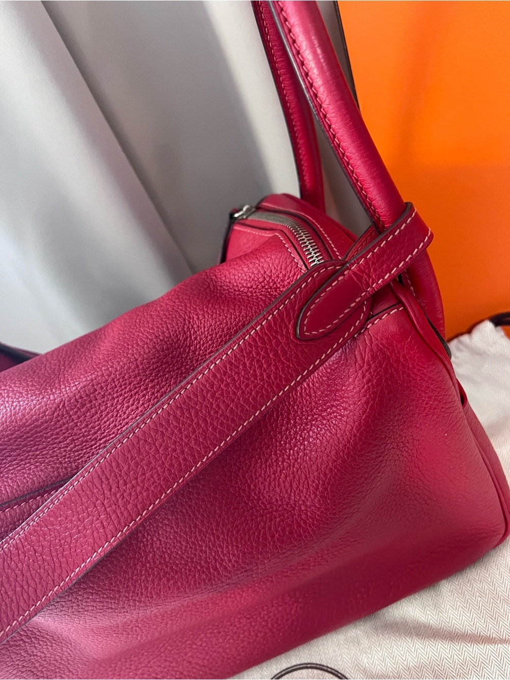 Hermes Lindy 30 Leather Bag with Silver Hardware - Picture 10 of 14